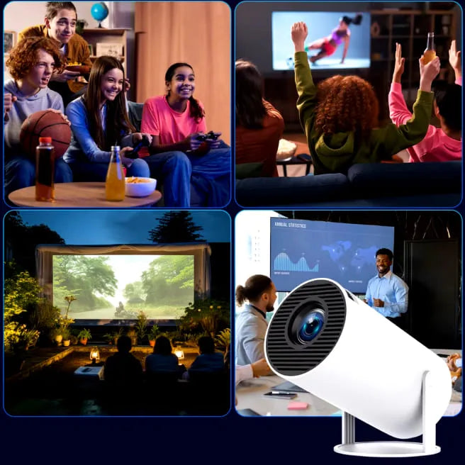 Projetor 4K Portátil HY300 Pro Android - Cinema em Casa e Ao Ar Livre com Alta Definição